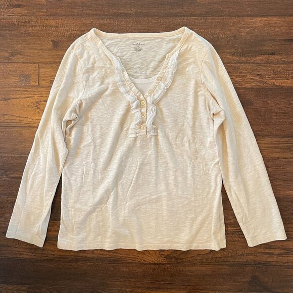 Jason Maxwell Long Sleeve Ruffled V-Neck Top - Picture 2 of 7